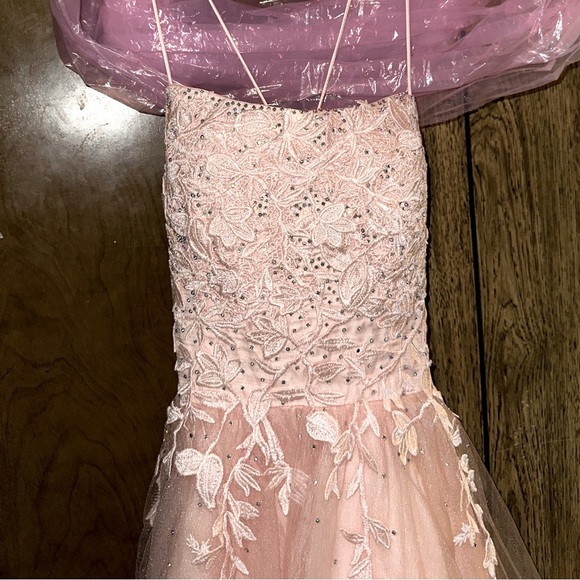 Beautiful Homecoming/Prom/Formal Dress - Pink Lace/Floral Embroidery - Picture 5 of 6